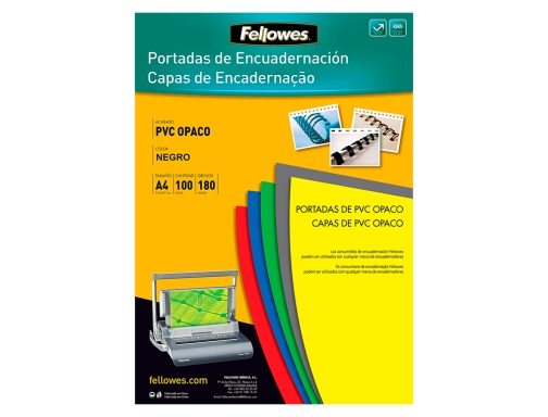 Tapa de encuadernacion Fellowes Din A4 pvc opaco negro 180 micras pack 5100301, imagen 2 mini