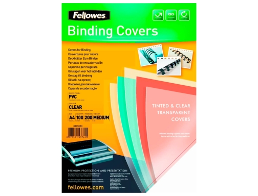 Tapa de encuadernacion Fellowes Din A4 pvc transparente cristal 180 micras pack 5375901, imagen 2 mini