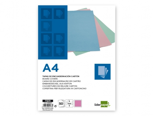 Tapa encuadernacion Liderpapel carton A4 1 mm rosa paquete de 50 unidades 163503, imagen 2 mini