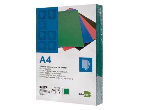 Tapa encuadernacion Liderpapel carton A4 1mm verde paquete de 50 unidades 64090, imagen 4 mini