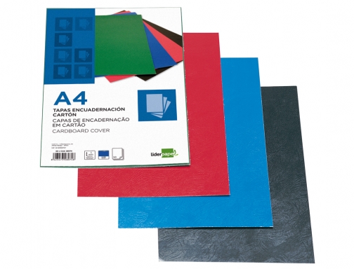 Tapa encuadernacion Liderpapel carton A4 1mm azul paquete de 50 unidades 64091, imagen 2 mini