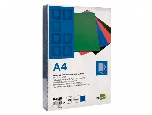Tapa encuadernacion Liderpapel carton A4 1mm azul paquete de 50 unidades 64091, imagen 5 mini