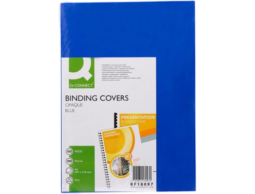Tapa de encuadernacion Q-connect pvc Din A4 opaca azul 180 micras caja KF18097, imagen 2 mini