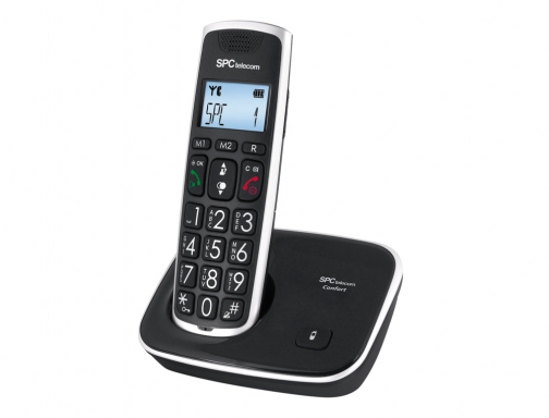 Telefono inalambrico spc Telecom 7608N teclas digitos y pantalla extra grandes compatible , negro, imagen 2 mini