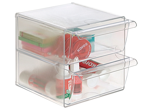 Archicubo Archivo 2000 2 cajones organizador modular plastico 190x150x150 mm incluye 2 6702 CS TP , transparente, imagen 2 mini