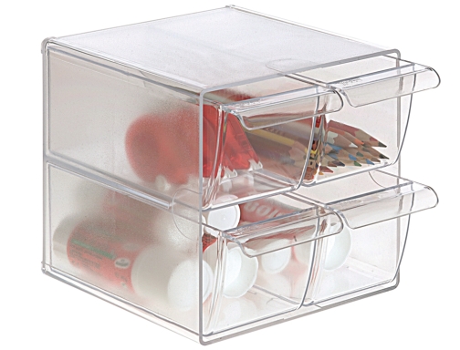 Archicubo Archivo 2000 4 cajones organizador modular plastico 190x150x150 mm incluye 2 6704 CS TP , transparente, imagen 2 mini