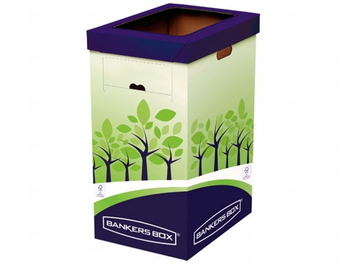 Contenedor papelera reciclaje Fellowes carton doble 100% reciclado montaje manual entrada superior 8049202, imagen 2 mini