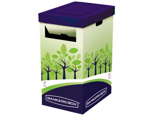 Contenedor papelera reciclaje Fellowes carton doble 100% reciclado montaje manual entrada superior 8049202, imagen 3 mini