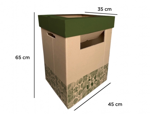 Contenedor papelera reciclaje Liderpapel ecouse carton 100% reciclado y reciclable 70 litros 164126, imagen 2 mini