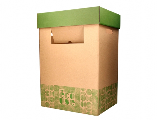 Contenedor papelera reciclaje Liderpapel ecouse carton 100% reciclado y reciclable 70 litros 164126, imagen 5 mini