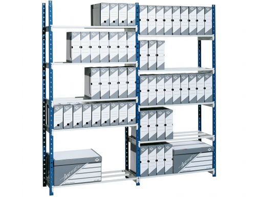 Estanteria Paperflow de metal azul 5 estantes guiasmetal ultrarresistentes 180 kgpor estante 513D, imagen 2 mini