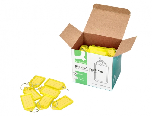 Llavero portaetiquetas Q-connect premium color amarillo caja de 40 unidades KF10479, imagen 3 mini