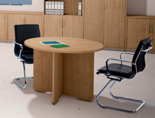 Mesa de reunion Rocada redonda 3006AW02 estructura madera en aspas color blanco, imagen 3 mini