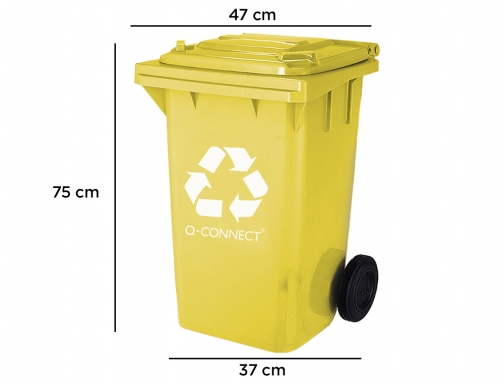 Papelera contenedor Q-connect plastico amarillo para plasticos y envases de metal 100l KF16543, imagen 2 mini