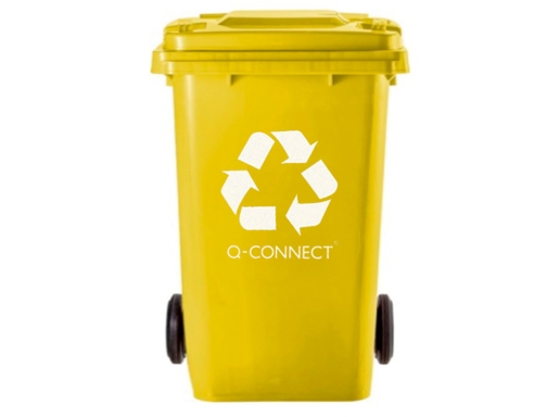 Papelera contenedor Q-connect plastico amarillo para plasticos y envases de metal 100l KF16543, imagen 3 mini