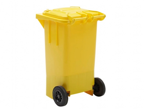 Papelera contenedor Q-connect plastico amarillo para plasticos y envases de metal 100l KF16543, imagen 5 mini