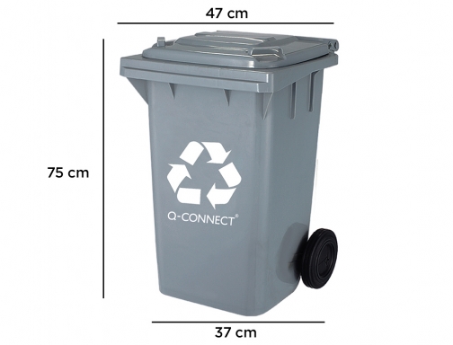 Papelera contenedor Q-connect plastico gris para desechos en general 100 l con KF16545, imagen 2 mini