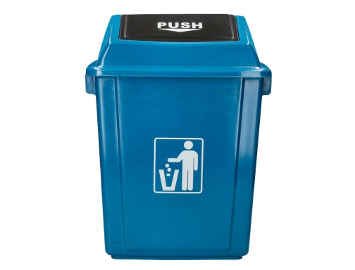 Papelera contenedor Q-connect plastico con tapa de balancin 58 litros azul 470x330x760 KF10061, imagen 3 mini