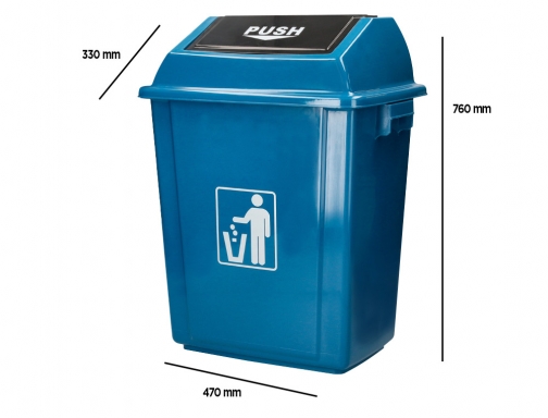 Papelera contenedor Q-connect plastico con tapa de balancin 58 litros azul 470x330x760 KF10061, imagen 4 mini