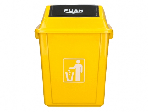 Papelera contenedor Q-connect plastico con tapa de balancin 58 litros amarillo 470x330x760 KF10062, imagen 3 mini