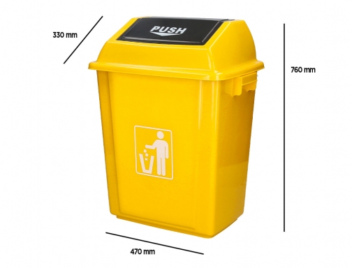 Papelera contenedor Q-connect plastico con tapa de balancin 58 litros amarillo 470x330x760 KF10062, imagen 4 mini