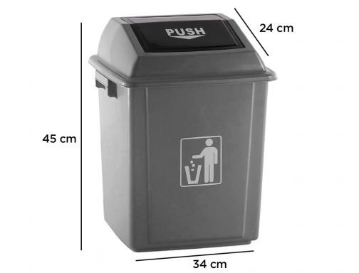 Papelera contenedor Q-connect plastico con tapa de balancin 58 litros gris 470x330x760 KF16746, imagen 2 mini