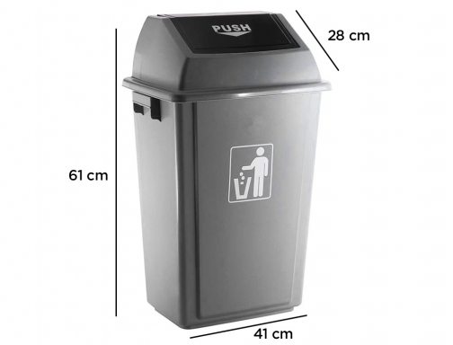 Papelera contenedor Q-connect plastico con tapa de balancin 40 litros gris 410x280x610 KF16747, imagen 2 mini