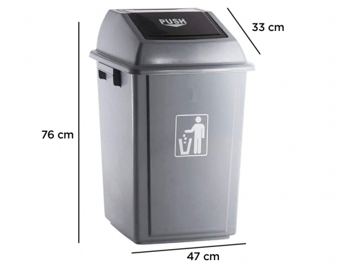 Papelera contenedor Qconnect plastico con tapa de balancin 20 litros gris 340x240x450 KF16748, imagen 2 mini