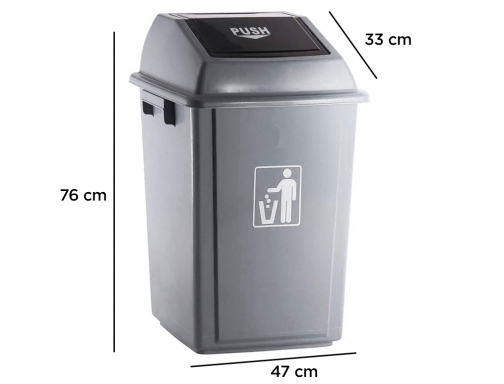 Papelera contenedor Q-connect plastico con tapa de balancin 20 litros gris 340x240x450 KF16748, imagen 2 mini