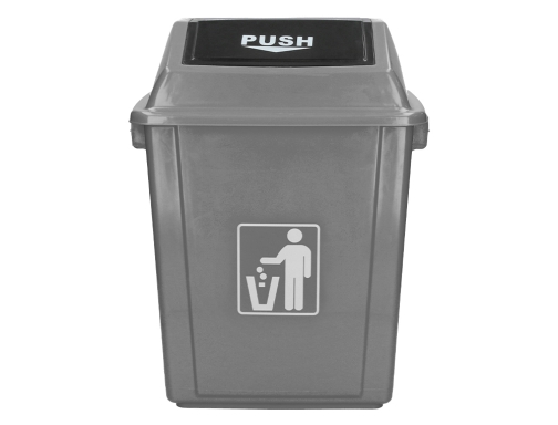 Papelera contenedor Qconnect plastico con tapa de balancin 20 litros gris 340x240x450 KF16748, imagen 4 mini