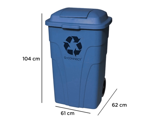 Papelera contenedor Q-connect plastico con tapadera 240l color azul 1040x620x610 mm con KF04242, imagen 2 mini