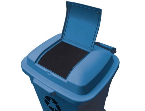 Papelera contenedor Q-connect plastico con tapadera 240l color azul 1040x620x610 mm con KF04242, imagen 4 mini