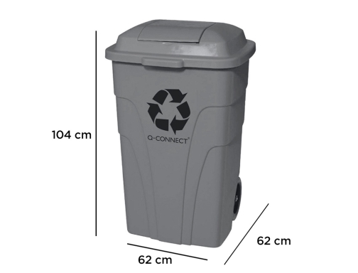 Papelera contenedor Q-connect plastico con tapadera 240l color gris 1040x610x610 mm con KF11291, imagen 2 mini