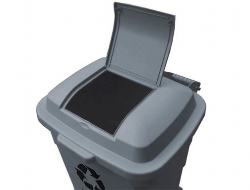 Papelera contenedor Q-connect plastico con tapadera 240l color gris 1040x610x610 mm con KF11291, imagen 4 mini