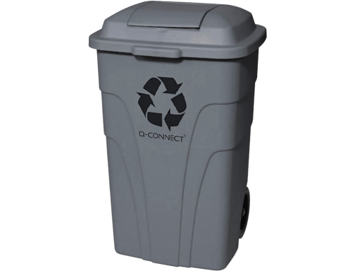 Papelera contenedor Q-connect plastico con tapadera 240l color gris 1040x610x610 mm con KF11291, imagen 5 mini