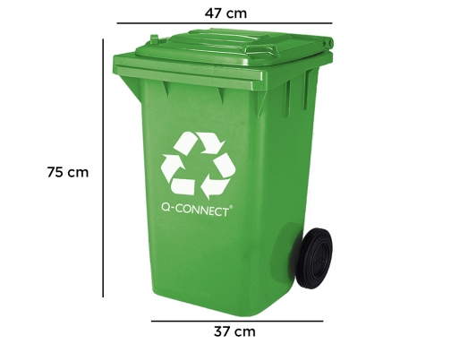 Papelera contenedor Q-connect plastico verde para envases de vidrio 100l con tapa KF16542, imagen 2 mini