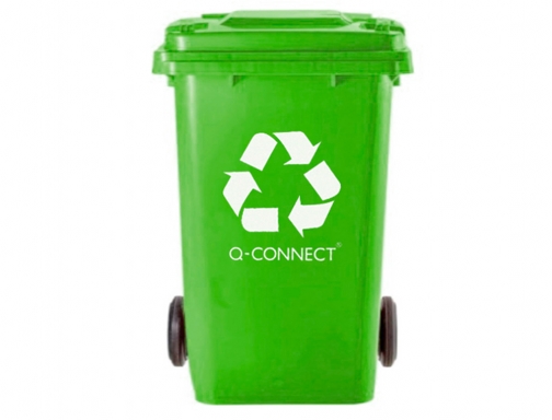Papelera contenedor Q-connect plastico verde para envases de vidrio 100l con tapa KF16542, imagen 3 mini