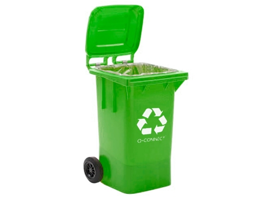 Papelera contenedor Q-connect plastico verde para envases de vidrio 100l con tapa KF16542, imagen 4 mini