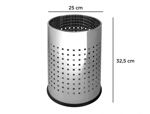 Papelera de metal Q-connect perforada acabado cromado 250x325 mm KF15147, imagen 2 mini