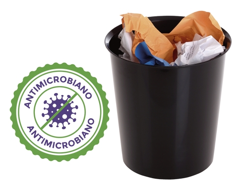 Papelera plastico Archivo 2000 antimicrobiana sanitized plastico negro 18 litros 290x310 mm 2001AM NE, imagen 5 mini