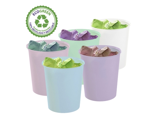 Papelera plastico Archivo 2000 ecogreen 100% reciclada 18 litros color malva pastel 2001 ML PS, imagen 4 mini