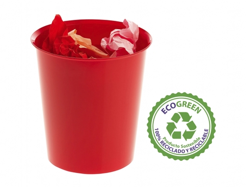 Papelera plastico Archivo 2000 ecogreen 100% reciclada 18 litros color rojo 290x310 2001 RJ, imagen 3 mini