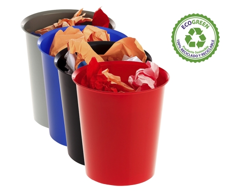 Papelera plastico Archivo 2000 ecogreen 100% reciclada 18 litros color rojo 290x310 2001 RJ, imagen 4 mini