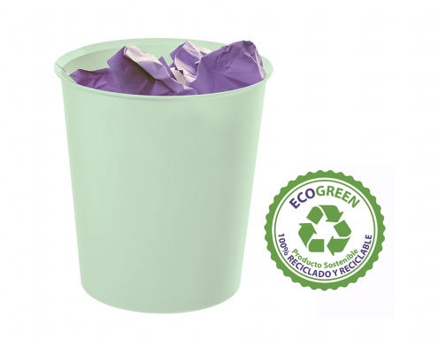 Papelera plastico Archivo 2000 ecogreen 100% reciclada 18 litros color verde pastel 2001 VE PS, imagen 3 mini