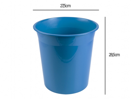 Papelera plastico Liderpapel celeste opaco 13 litros 275x285 mm 166255, imagen 2 mini