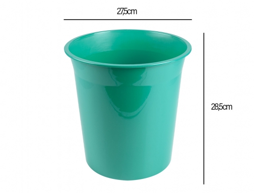 Papelera plastico Liderpapel menta opaco 13 litros 275x285 mm 166257 , verde menta, imagen 2 mini