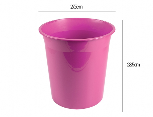 Papelera plastico Liderpapel rosa opaco 13 litros 275x285 mm 166258, imagen 2 mini