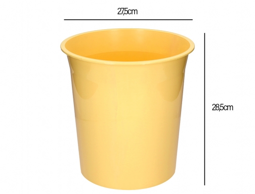 Papelera plastico Q-connect amarillo pastel opaco 13 litros 275x285 mm KF17154, imagen 4 mini