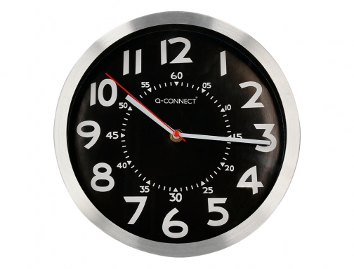 Reloj Q-connect de pared de metal redondo 25 cm movimiento silencioso color KF16948 , cromado, imagen 2 mini