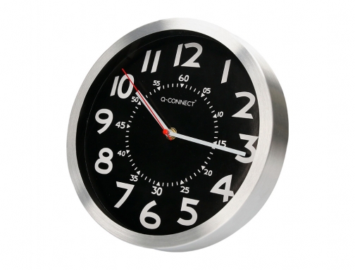 Reloj Q-connect de pared de metal redondo 25 cm movimiento silencioso color KF16948 , cromado, imagen 3 mini